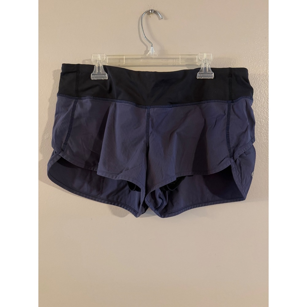 Lululemon Speed Up Low Rise Running Shorts Purple Black Pinstripe Size 8
